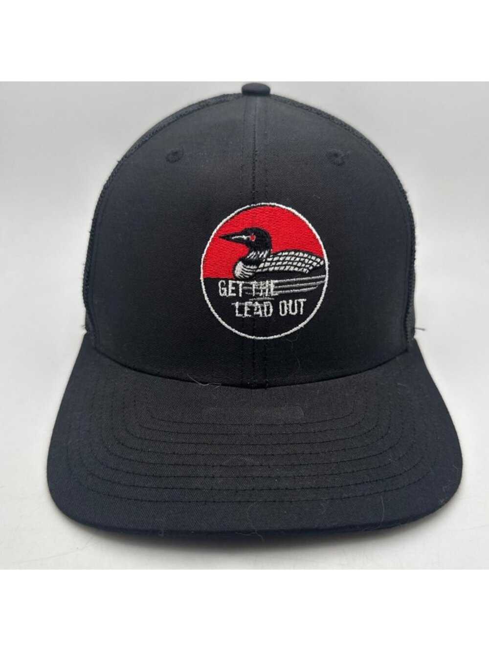 "Get The Lead Out" Loon Fishing Trucker Hat Black Outdoors Cap